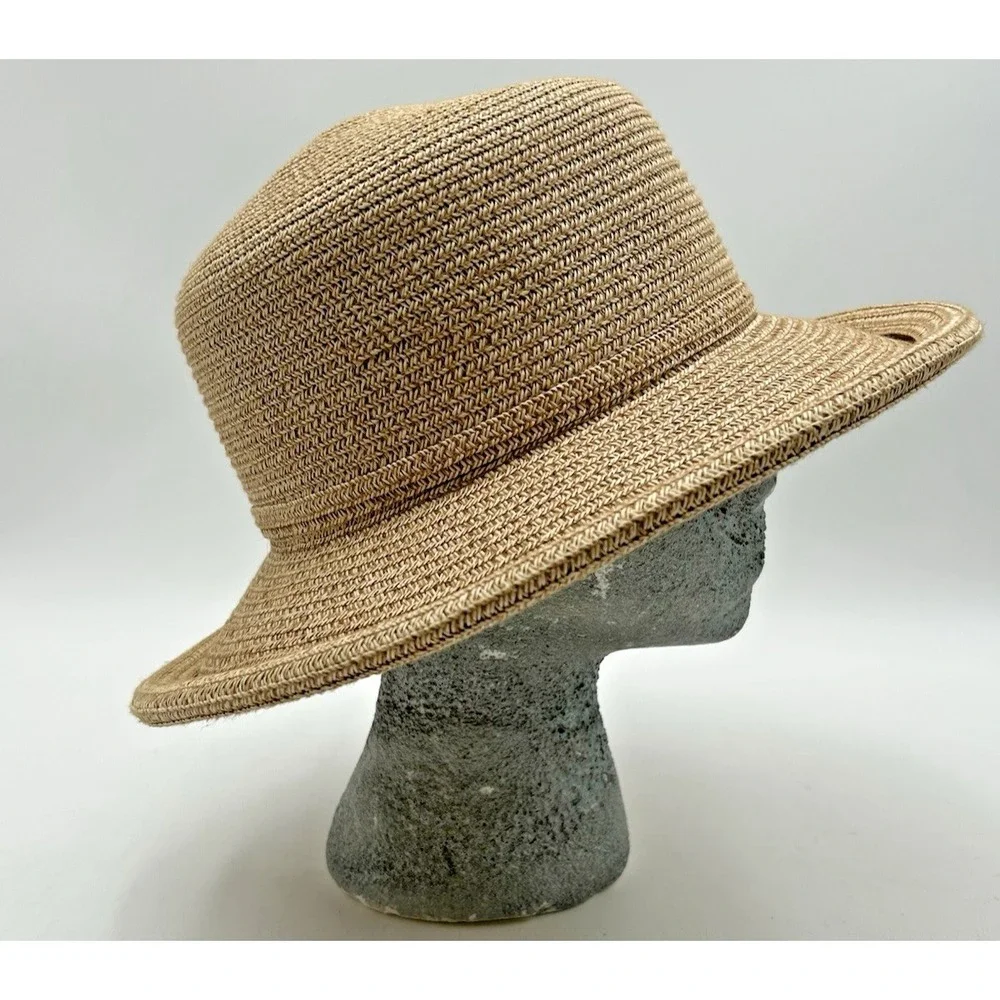 Betmar New York Beige Paper Straw Boater Hat Womens Resort Sun Hat